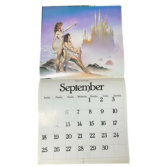 1988 Boris Vallejo Fantasy Zodiac Calendar same dates again in leap year 2044 - Picture 11 of 15